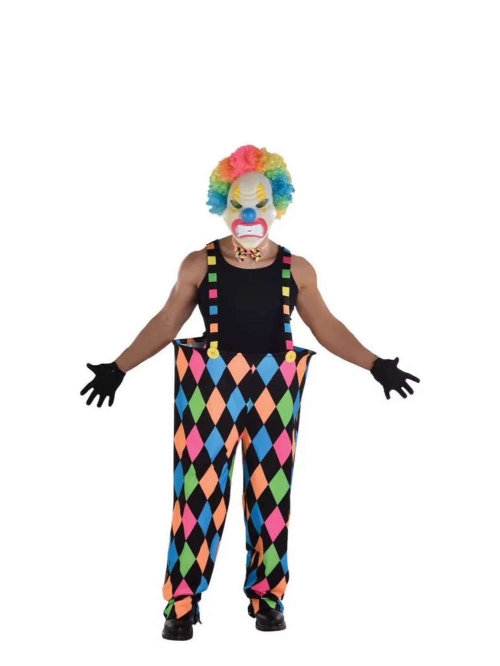 Neon Clown Circus Suspender pants oversized adult costume Halloween Brand New